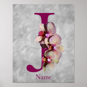 Orchid Elegant Monogram Initial J Personalised Poster