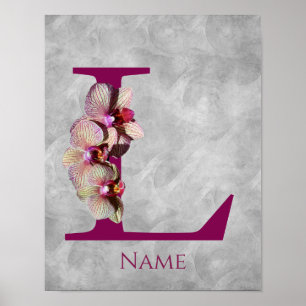 Orchid Elegant Monogram Initial L Personalised Poster