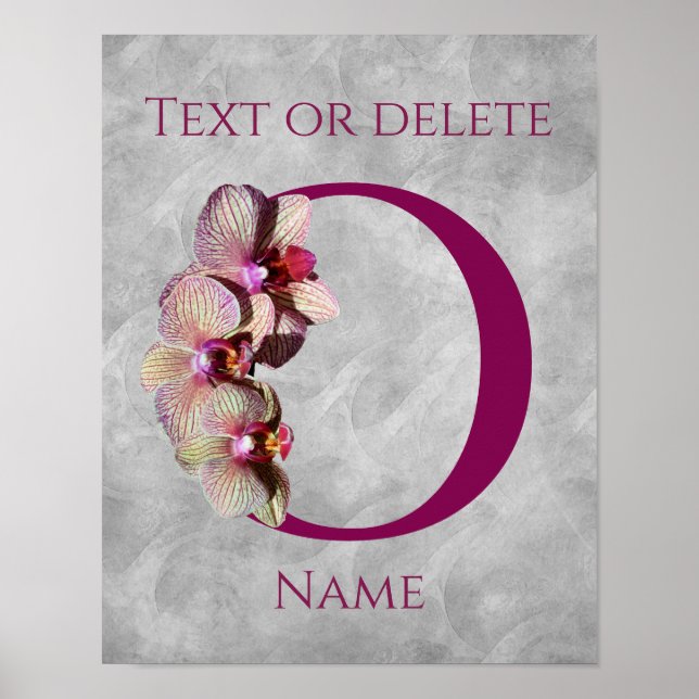Orchid Elegant Monogram Initial O Personalised Poster (Front)