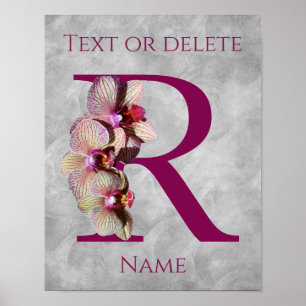 Orchid Elegant Monogram Initial R Personalised Poster