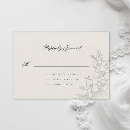 Orchid Elevated Ecru Traditional Formal Wedding RSVP Card