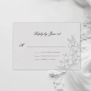Orchid Elevated Ivory Traditional Formal Wedding RSVP Card