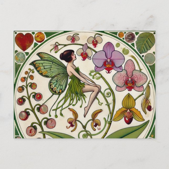 Orchid Fairy Flower Illustration                   Postcard (Front)