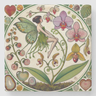 Orchid Fairy Flower Illustration Stone Coaster