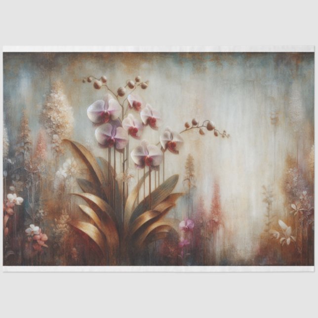 Orchid Fauna and Flora Decoupage Tissue Paper (Front)