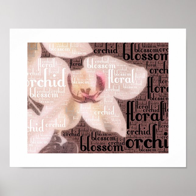 Orchid Floral Blossom Word Cloud Poster (Front)