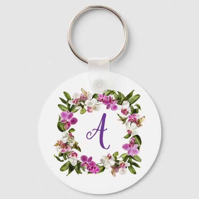 ORCHID FLORAL FRAME KEY RING (Front)