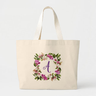 ORCHID FLORAL FRAME LARGE TOTE BAG