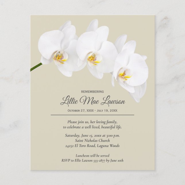Orchid Floral Remembrance Celebration Flyer (Front)