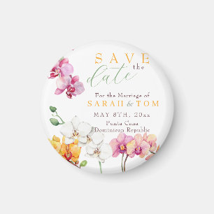 Orchid Floral Save the Date Magnet