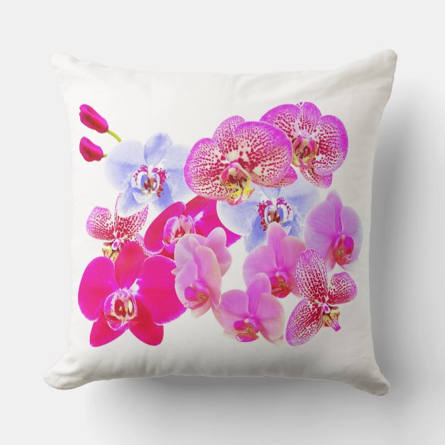 Orchid Flower Art Print Cushion (Front)