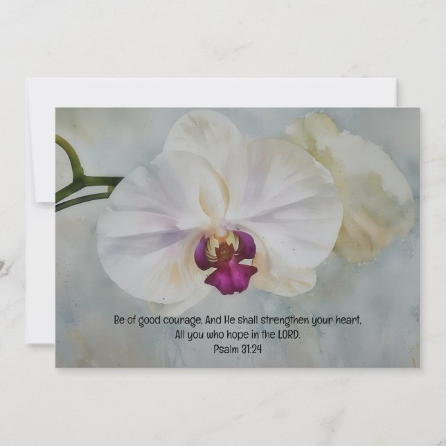 Orchid Flower Bible Verse Flat Note Card (Front)