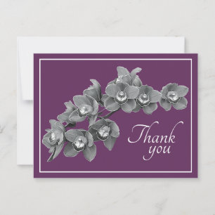 Orchid Flower Black/White Mauve Backdrop Thank You Postcard