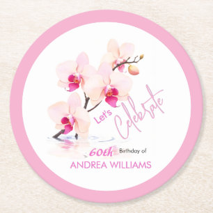 Orchid Flower Blossoms 60th Birthday Coaster