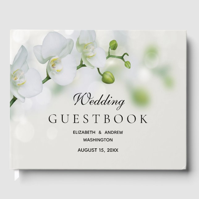 Orchid Flower Blossoms Wedding Guest Book (Front)