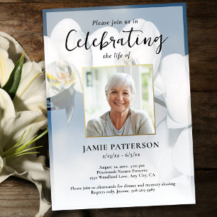 Orchid Flower Celebration of Life Photo, Funeral Invitation