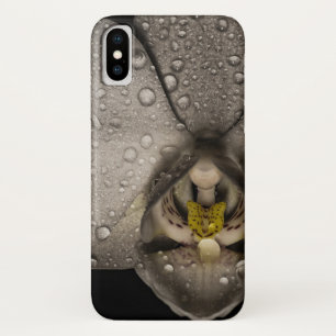 Orchid flower grey black elegant iPhone x case