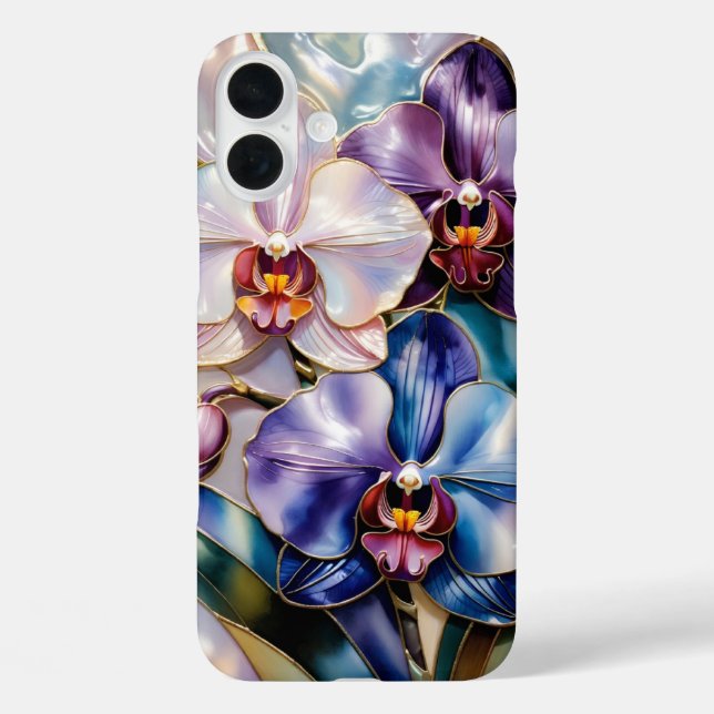 Orchid Flower iPhone Case Blue Pink Elegant (Back)