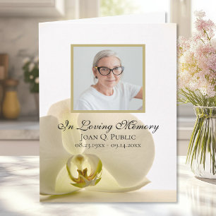 Orchid Flower on White Funeral Sympathy Thank You Card