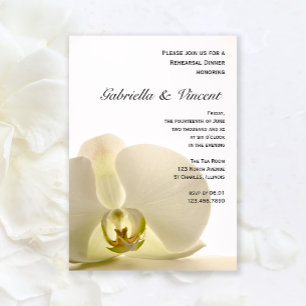Orchid Flower on White Wedding Rehearsal Dinner Invitation