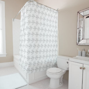 Orchid Flower Outline Pattern Design Shower Curtain