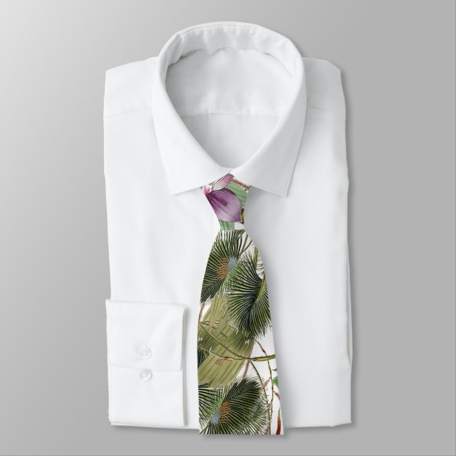 Orchid Flower Palm Tree Tropical Island Tie (Tied)
