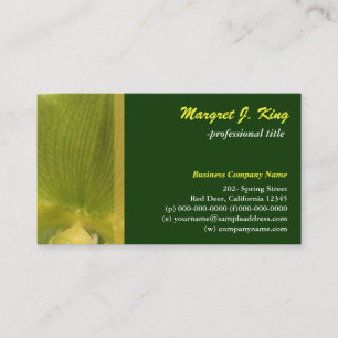 Orchid flower petal green business card. card
