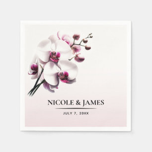 Orchid Flower Pink & White Wedding Napkin