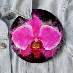Orchid flower watercolor - pink bb 02 6 cm round badge