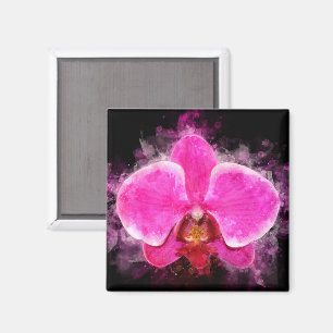 Orchid flower watercolor - pink bb 02 magnet