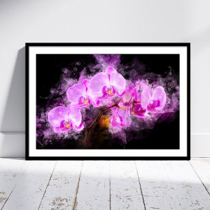Orchid flower watercolor - pink bb 03 poster