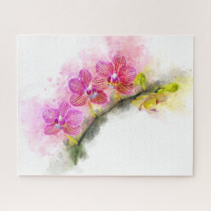 Orchid flower watercolor - pink wb 01 jigsaw puzzle