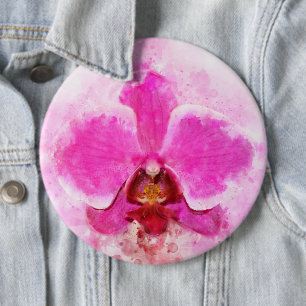Orchid flower watercolor - pink wb 02 6 cm round badge