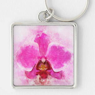 Orchid flower watercolor - pink wb 02 key ring