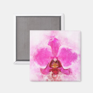 Orchid flower watercolor - pink wb 02 magnet