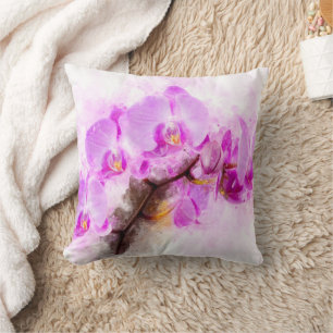 Orchid flower watercolor - pink wb 03 cushion