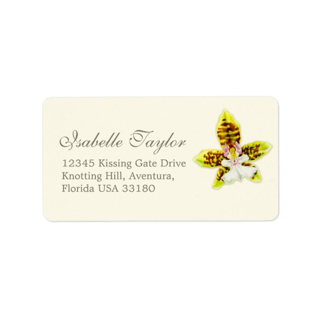 Orchid flower wedding reply address label (Front)