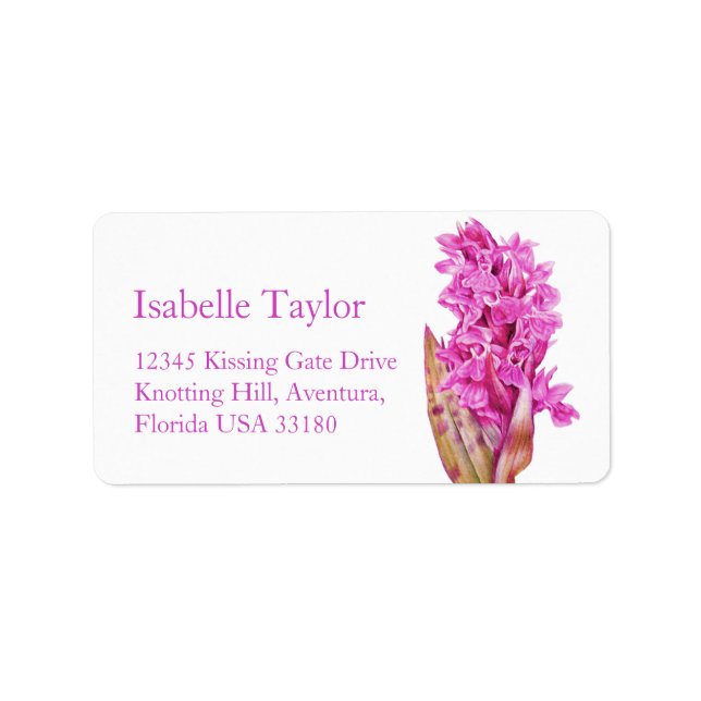 Orchid flower wedding reply address label (Front)
