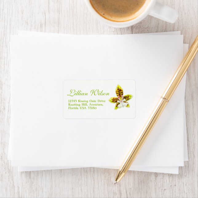 Orchid flower wedding reply address labels (Insitu)
