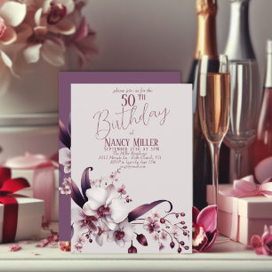 Orchid Flowers 50th Birthday Invitation