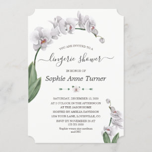 Orchid Flowers Bloom Calligraphy Lingerie Shower Invitation