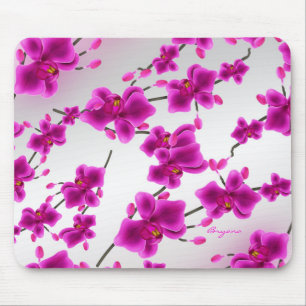 Orchid Flowers Elegant Floral Mouse Pad