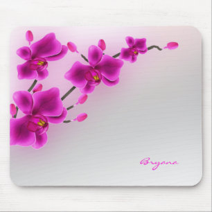 Orchid Flowers Elegant Floral Mouse Pad