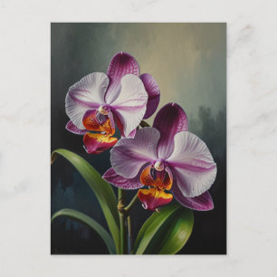 Orchid flowers Oil Painting Postcard