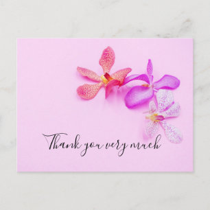 Orchid flowers on pink background Thank You Card