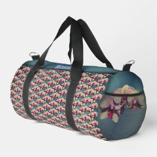 Orchid Flowers Pattern Personalised Duffle Bag