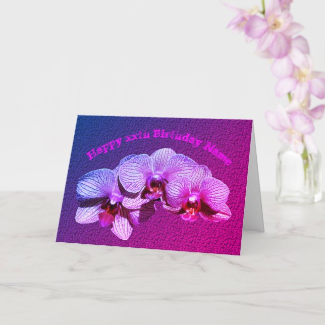 Orchid Flowers Personalised Birthday  Card (Orchid)