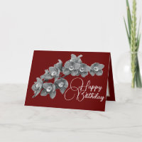 Orchid Flowers Red Colour Background Birthday