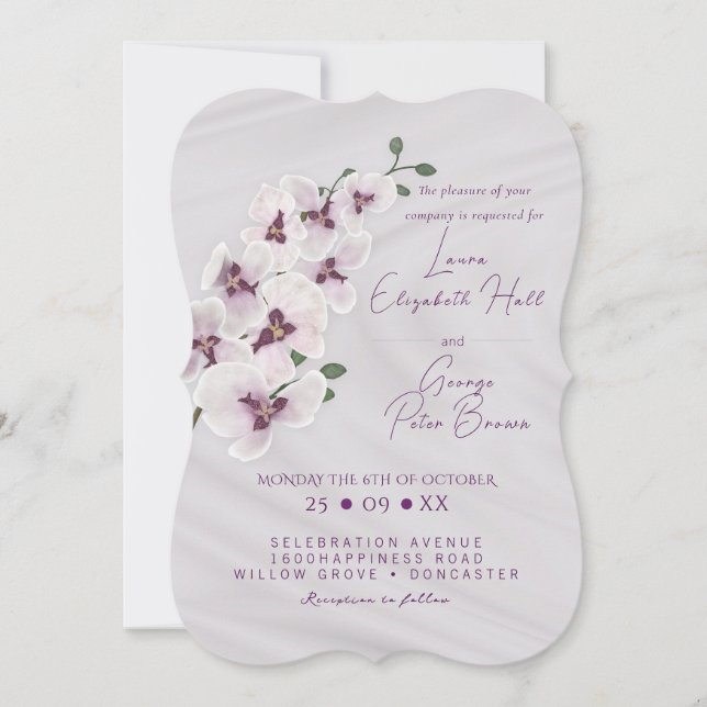 Orchid flowers wedding invitation Card (Front)