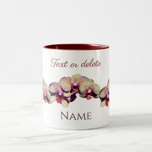 Orchid Flowers Your Name Monogram Personalised  Two-Tone Coffee Mug